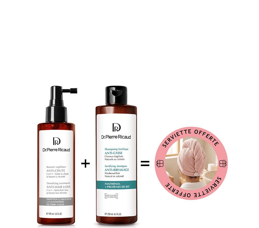 Duo soin anti-chute et anti-casse + serviette cheveux offerte - Dr Pierre Ricaud