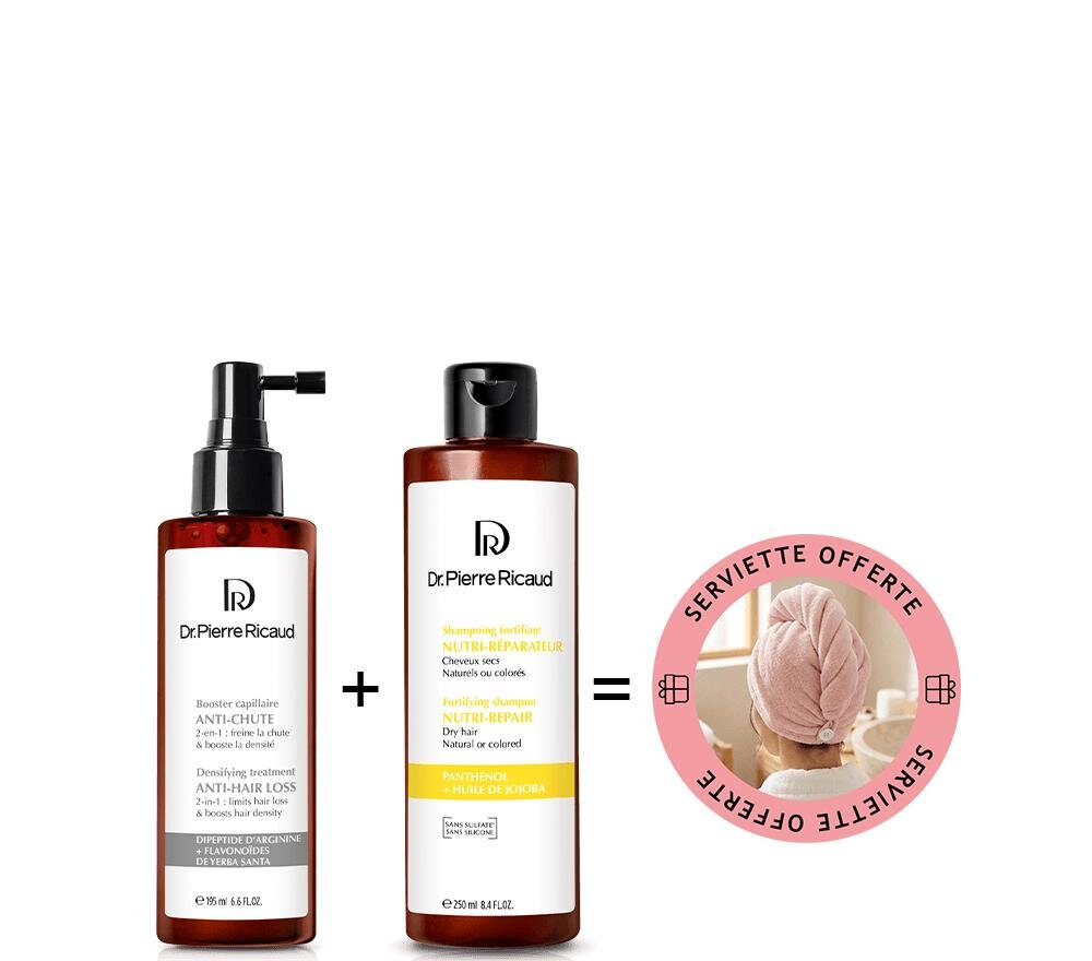 Duo soin anti-chute et nutrition + serviette cheveux offerte - Dr Pierre Ricaud