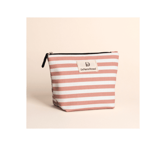 Trousse rayée beige 