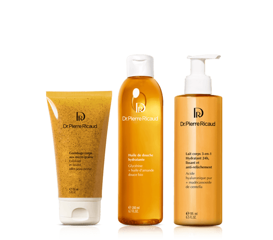Trio soins du corps hydratant, exfoliant et lissant