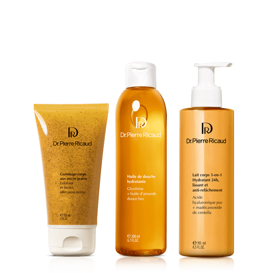 Trio soins du corps hydratant, exfoliant et lissant