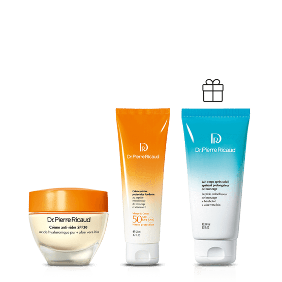 Routine anti-rides de jour avec protection solaire SPF et soin hydratant.